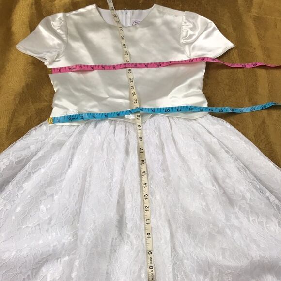 LITTLE MISS LACE DRESS MADE IN U.S.A WHITE GIRL SIZE 8 - Picture 15 of 16